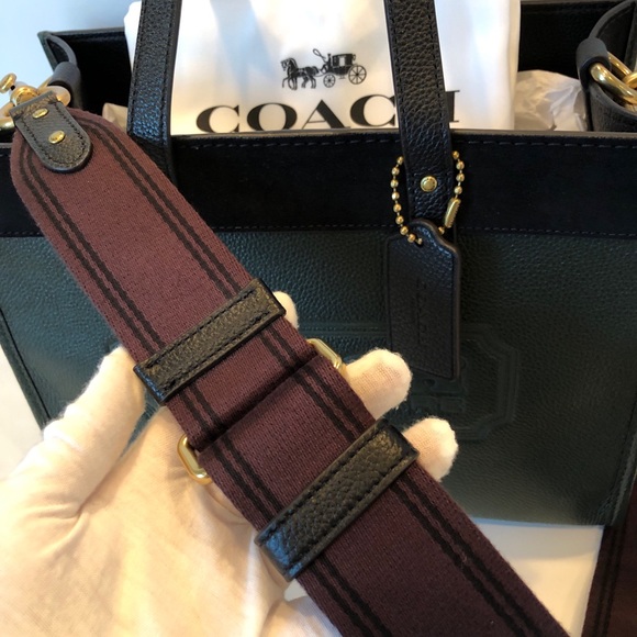 NWT Coach Leather Field Tote 30 In Colorblock With Coach Badge-Amazon Green Mult - Picture 9 of 12